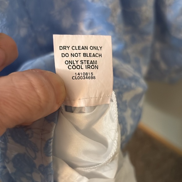 eShakti women's white silver & blue flower dress, Sz 10 pockets, jacquard, NWOT - Picture 12 of 12